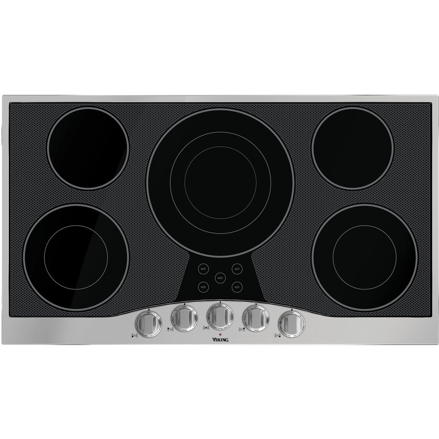 Viking 36-Inch 5-Burner Drop-In Electric Cooktop - Stainless Steel And Black - RVEC3365BSB