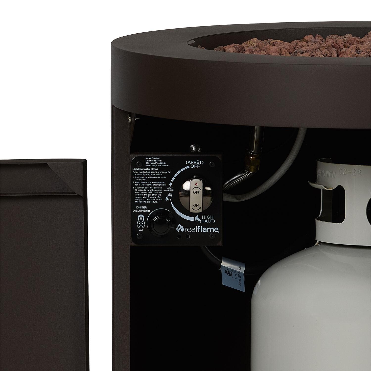 Elysian 24-in Round Steel Propane Fire Pit Table w/ Hidden Tank in Dark Bronze by Lakeview Outdoor Designs - Control - White Background thumbnail