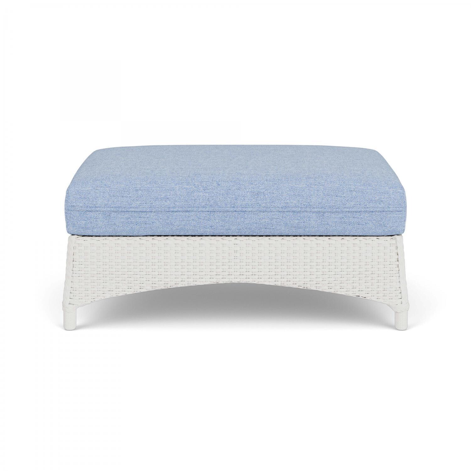 Lloyd Flanders Mandalay Large Ottoman in Matte White Finish with Demo Skyway fabric thumbnail