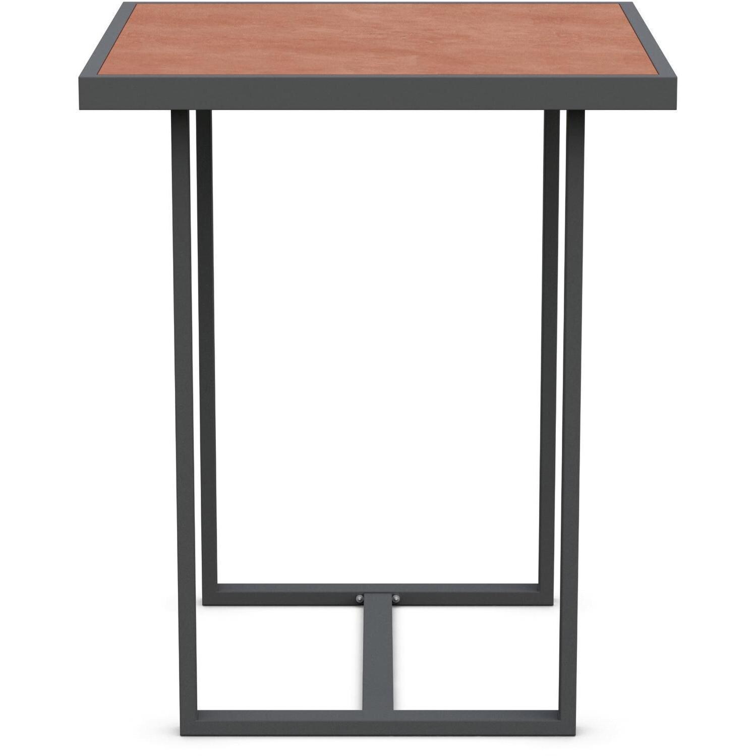 Azzurro Living Catalina 35 Inch Charcoal Aluminum Bar Table W/ Umber Dekton Top - Side - White Background thumbnail