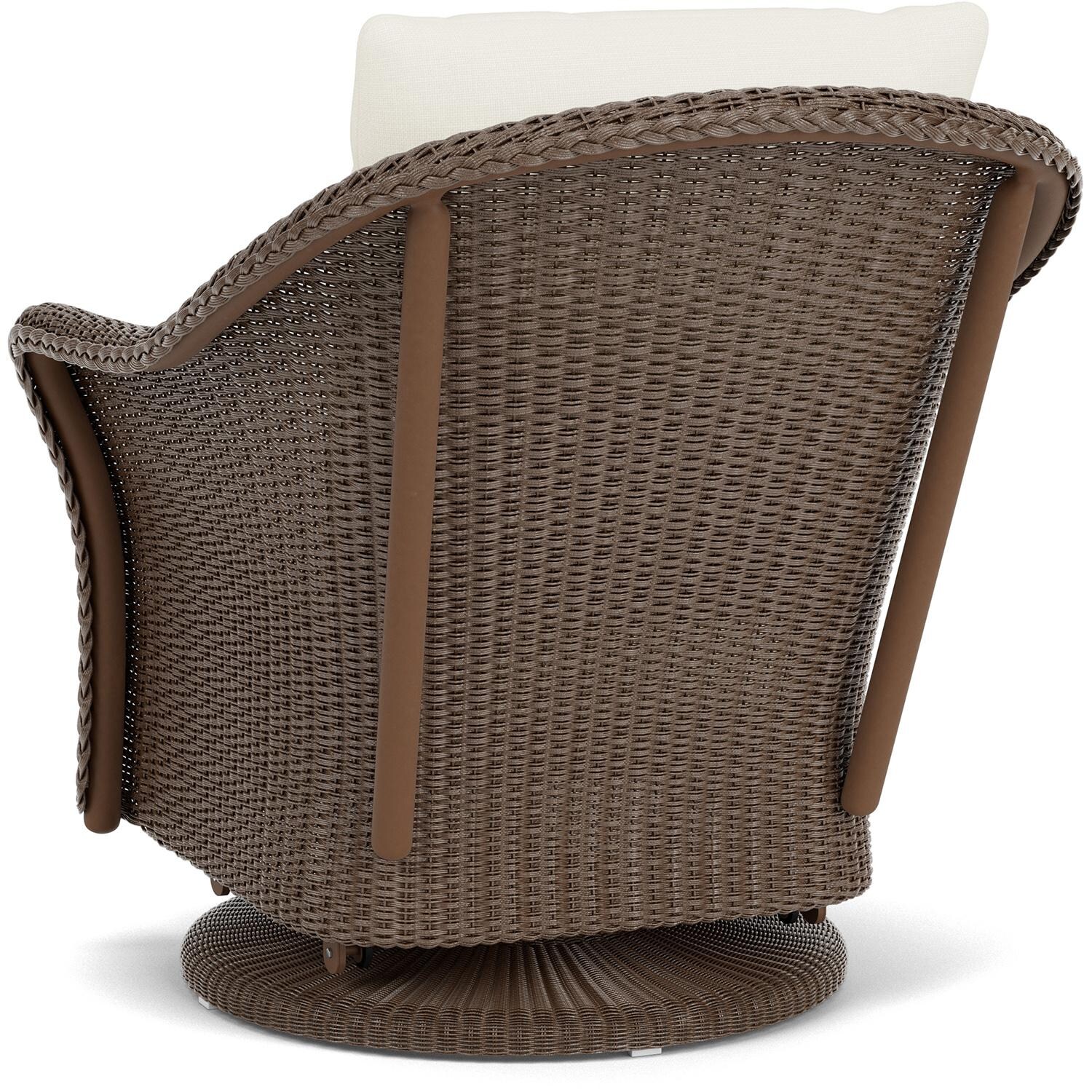 Lloyd Flanders Weekend Retreat Swivel Glider Lounge Chair in Bark Finish W/ Sailcloth Salt Fabric - Back Left thumbnail