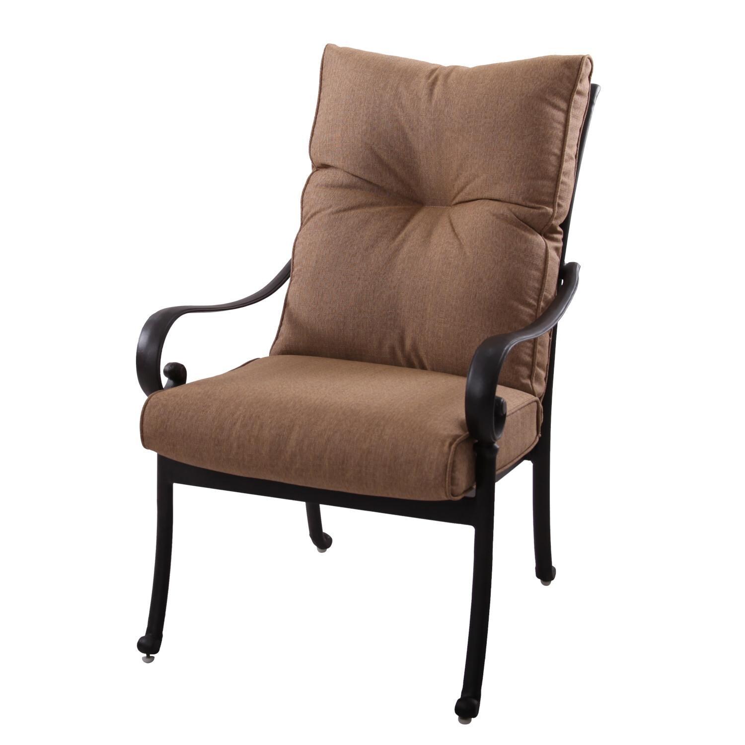 Santa Anita 9 Pc Cast Aluminum Patio Dining Set W/ 92 X 42 Inch Rectangular Table & Sesame Sunbrella Cushions By Darlee - Dining Arm Chair - White Background thumbnail