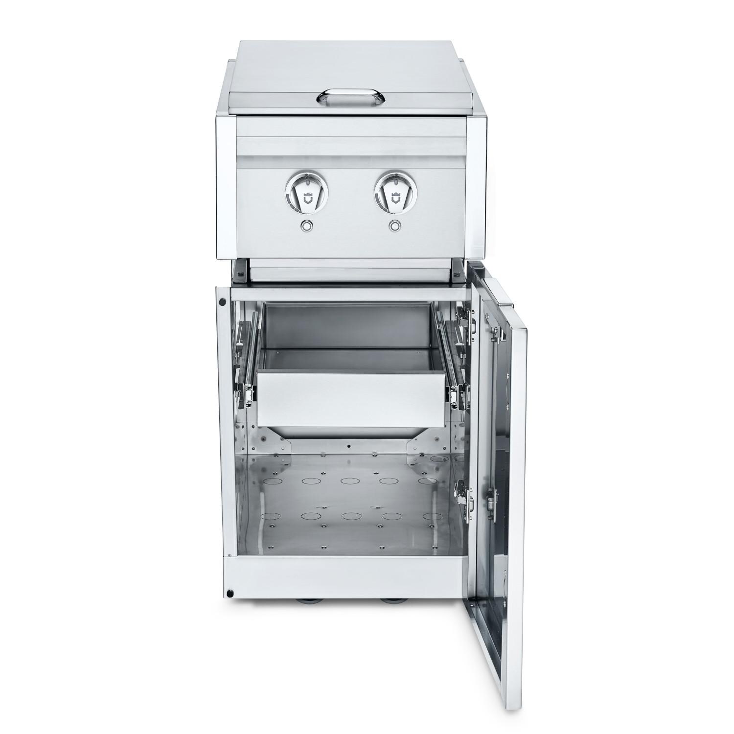 Crown Verity Infinite Series 18-Inch Stainless Steel Cabinet Module w/ Natural Gas Dual Side Burner, Light Package & Single Drawer - ICM-SBNG-1D-LT