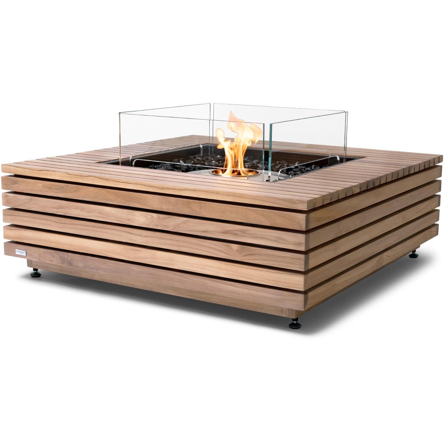 Base 39 Inch Square Teak Natural Gas Fire Pit in Wood by EcoSmart Fire