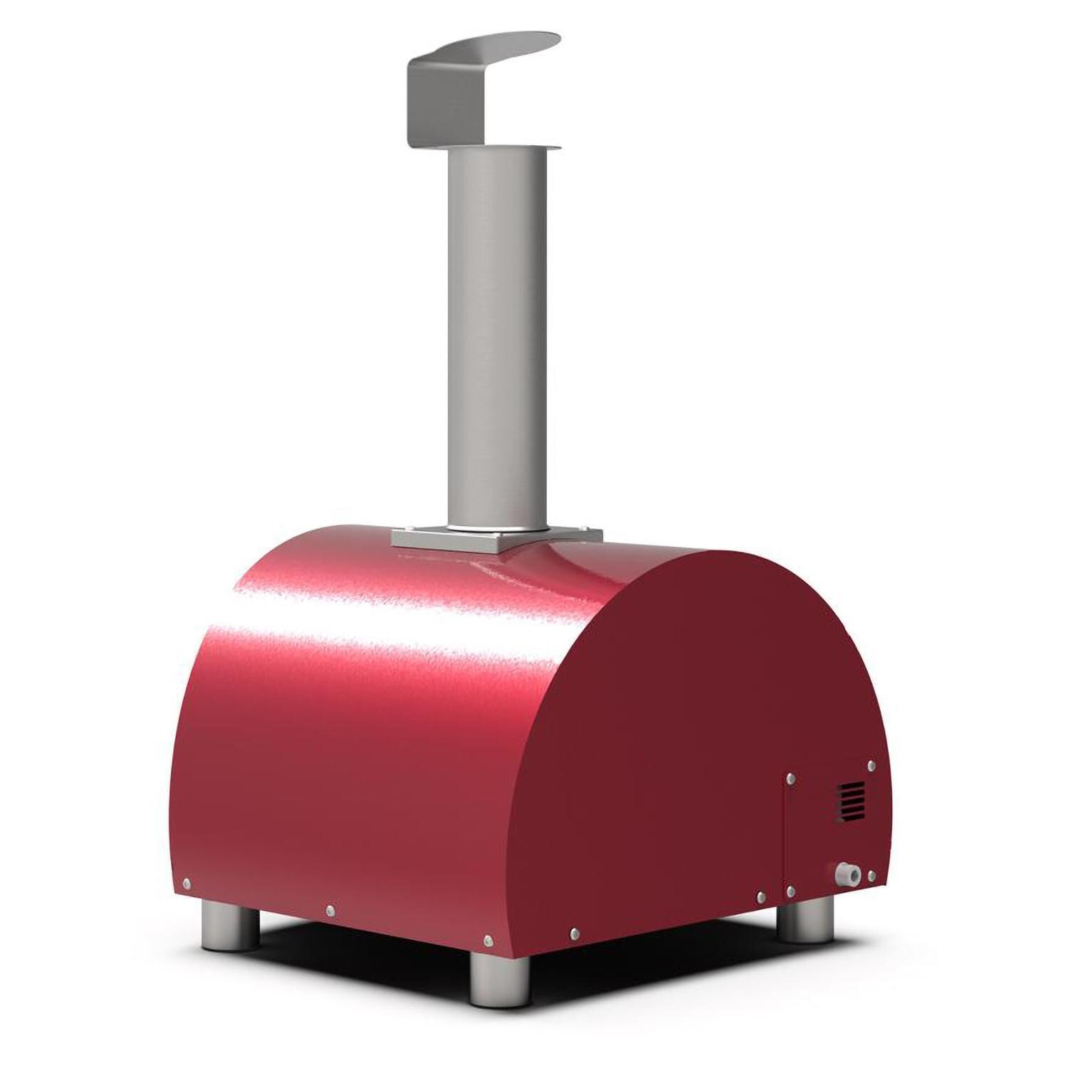 Alfa Moderno FXMD-PT-GROA-U Portable Pizza Oven Antique Red - Left Back Angled View - White Background thumbnail
