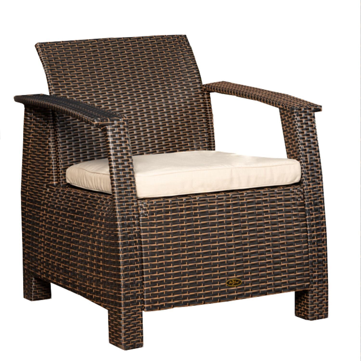 Palm Way Resin Wicker Deluxe Patio Club Chair in Mocha by Ultimate Patio - Display - White Background thumbnail
