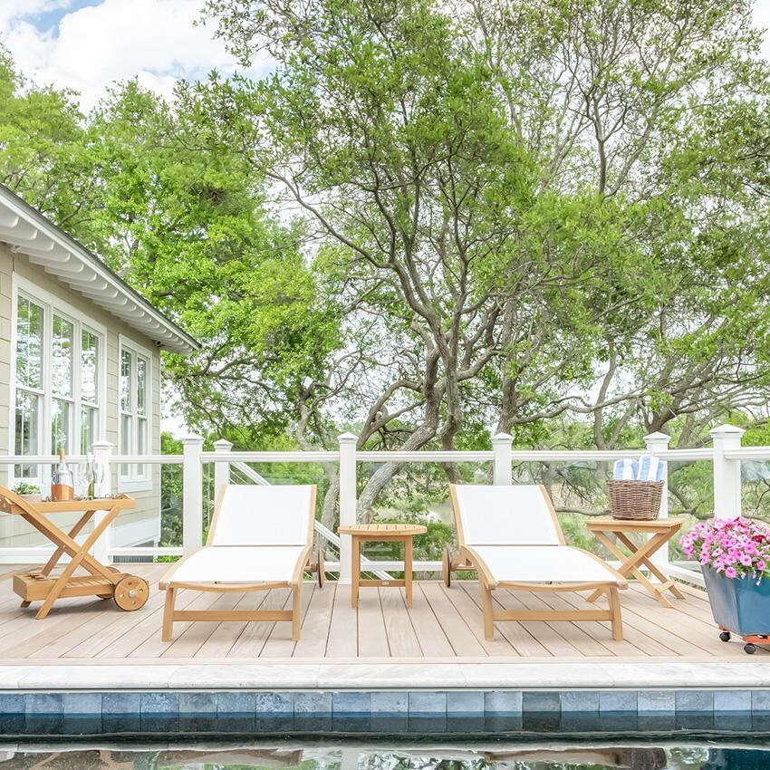 Teak + Table Charleston Round Side Table - Poolside - Lifestyle thumbnail