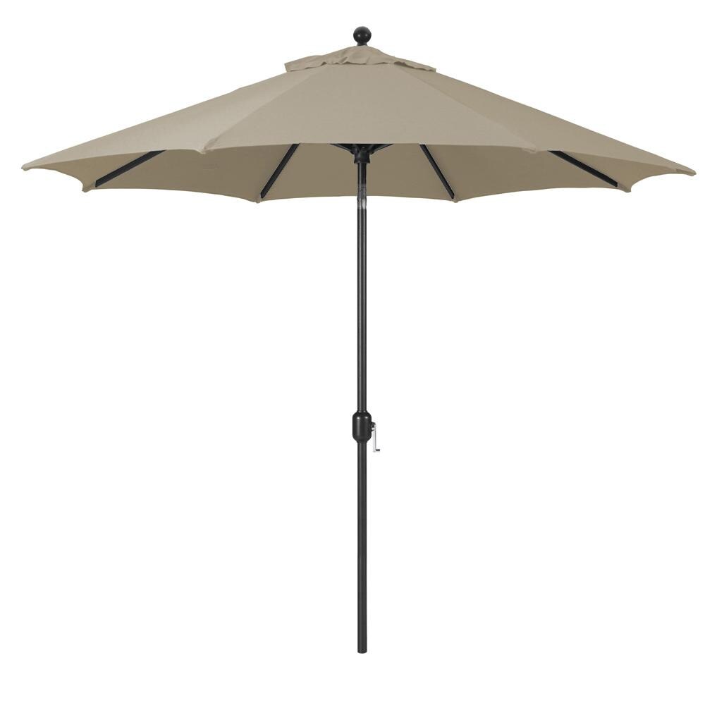 Galtech 9 Ft. Octagonal Aluminum Patio Market Umbrella W/ Crank Lift And Deluxe Auto Tilt - Black Frame W/ Sunbrella Canvas Camel Canopy