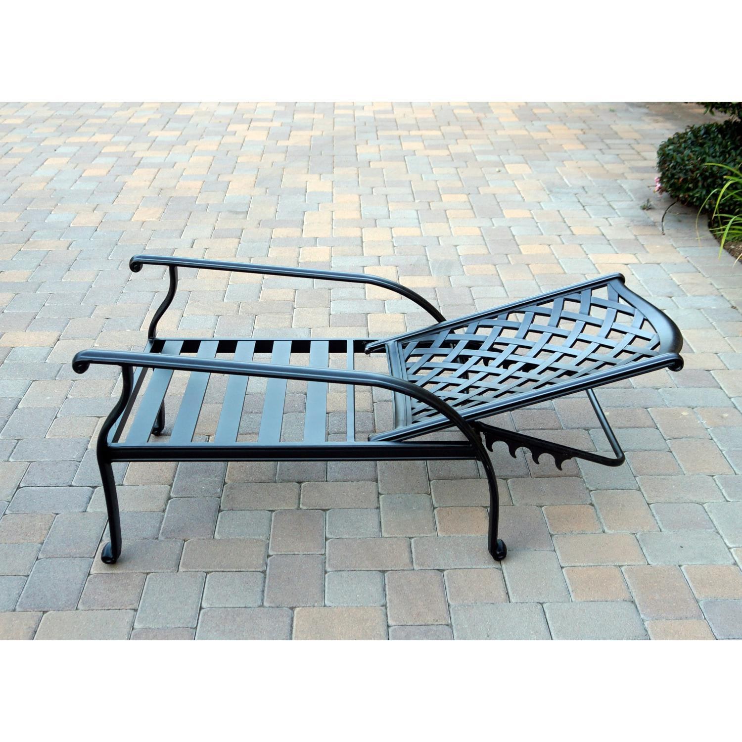 Darlee DL606-5PC-60RQP Nassau 5 Piece Cast Aluminum Patio Conversation Set W/ Ice Bucket Insert & Beige Canvas Cushions -Adjustable Club Chair Reclined thumbnail