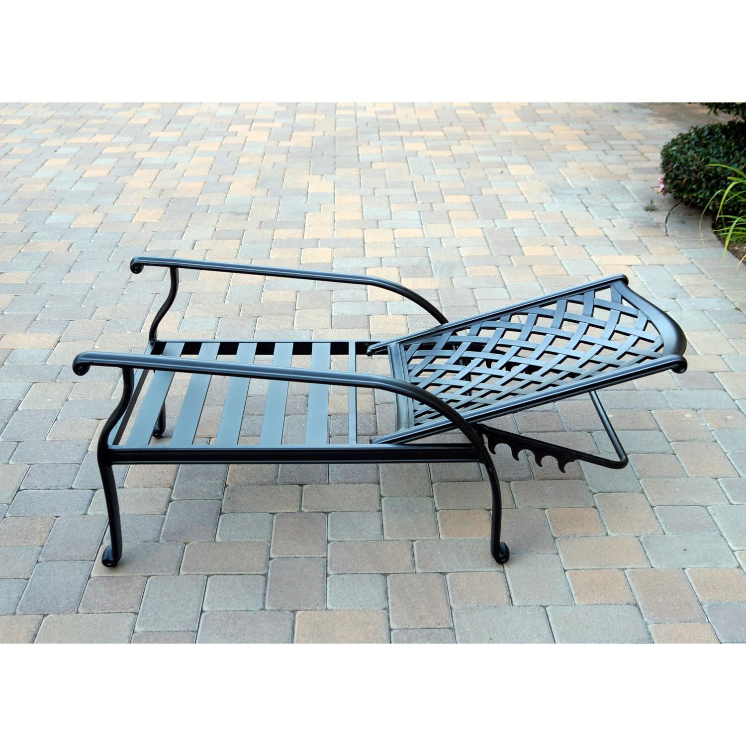 Darlee DL606-5PC-60RQP Nassau 5 Piece Cast Aluminum Patio Conversation Set W/ Ice Bucket Insert & Beige Canvas Cushions -Adjustable Club Chair Reclined thumbnail