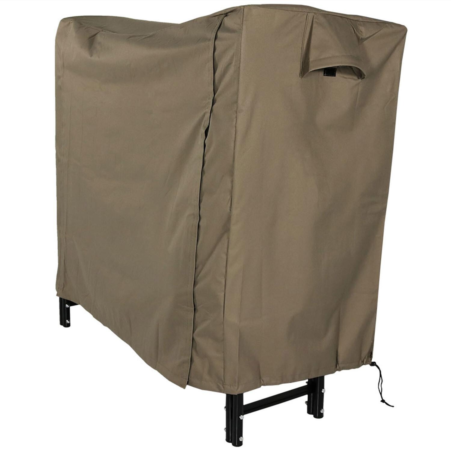 Ultimate Patio SC-QX-4LR-4LRC-KHAKI Firewood Log Rack Log Rack & Khaki Cover - 4-Foot - With Cover thumbnail