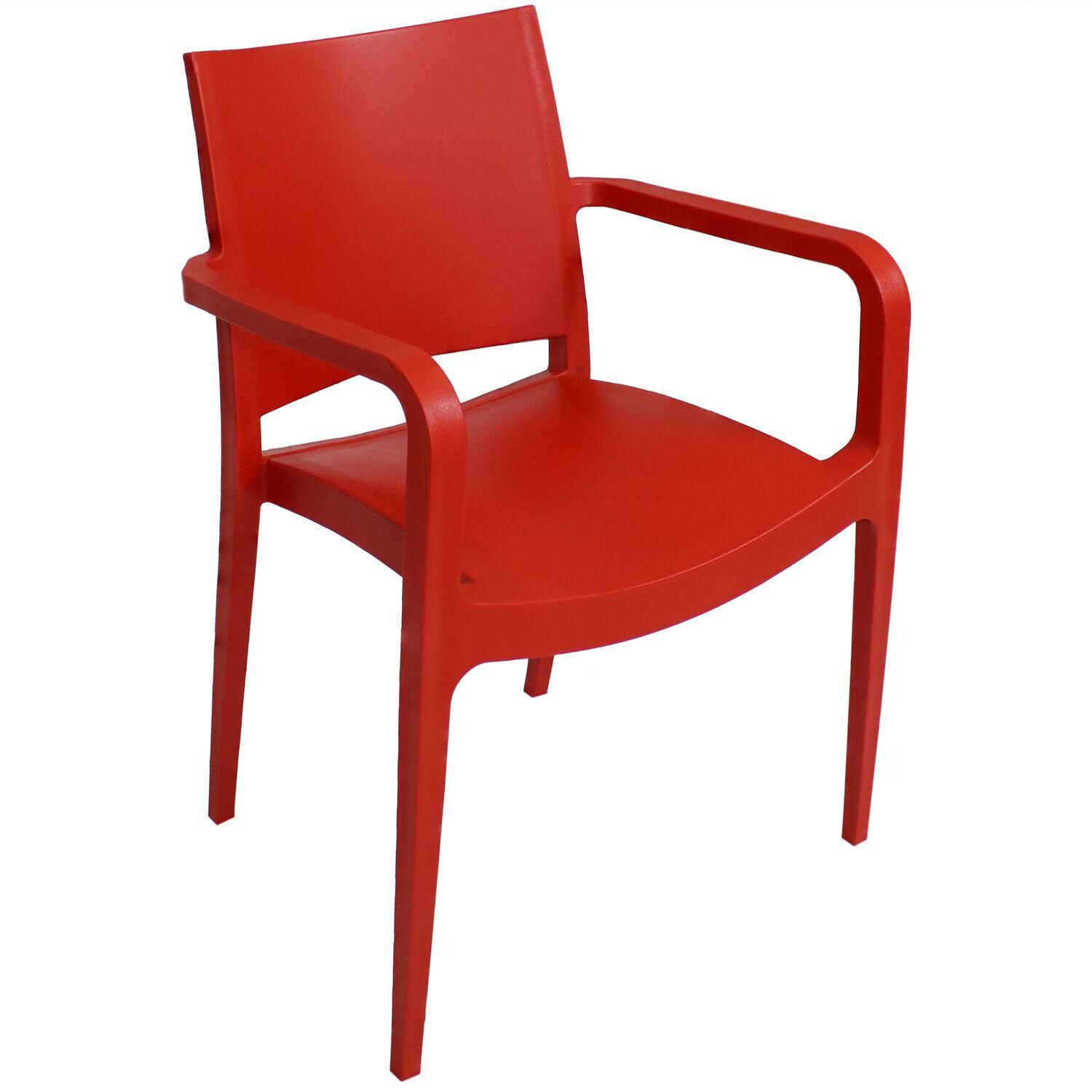 Ultimate Patio Plastic Dining Armchair - Red - Angled View thumbnail