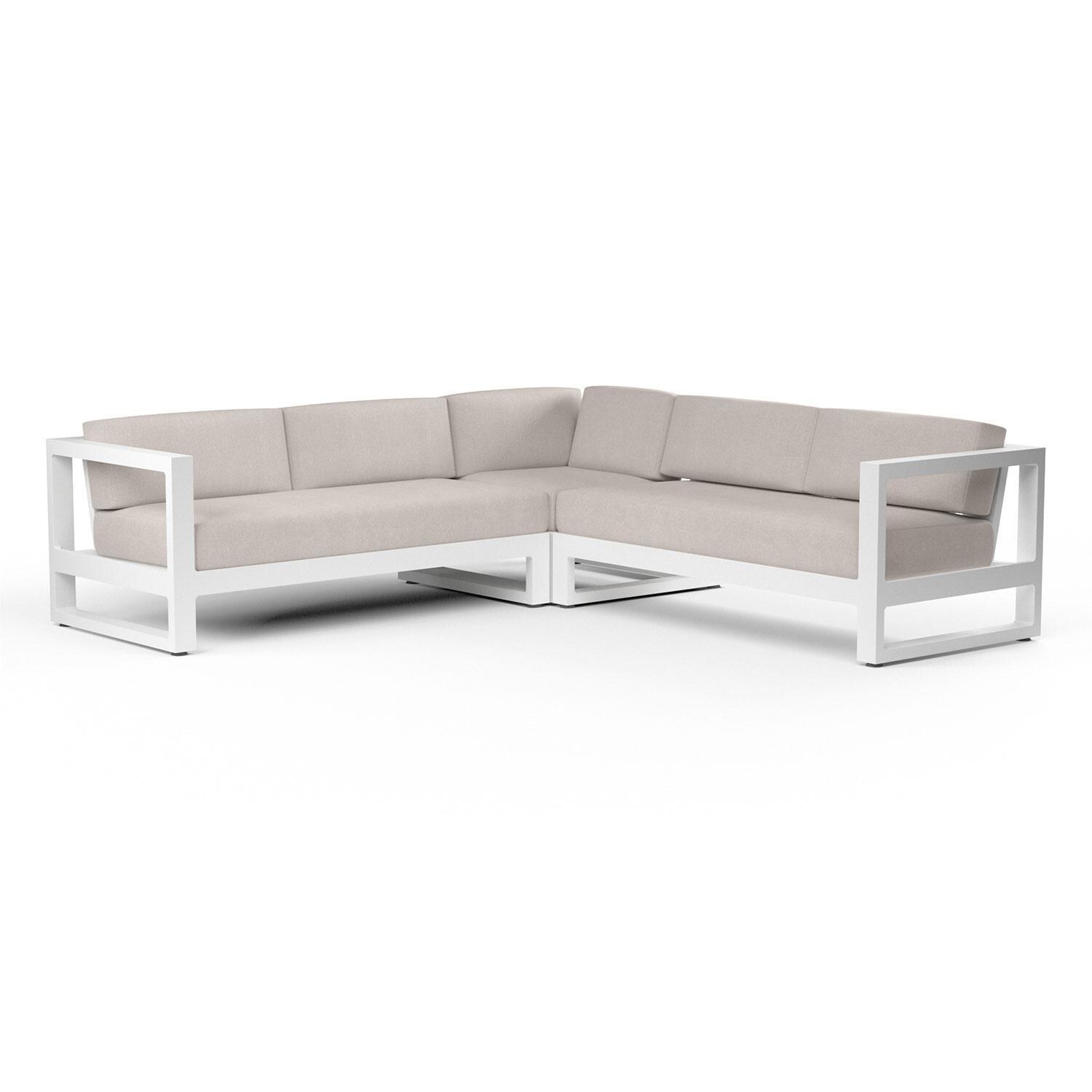 Newport Aluminum Patio Sectional in Canvas Natural w/ No Welt By Sunset West