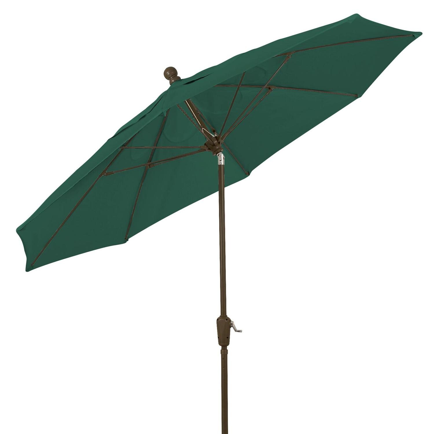 FiberBuilt 9 Ft. Aluminum Market Patio Umbrella W/ Crank Lift & Tilt Champagne Pole / Forest