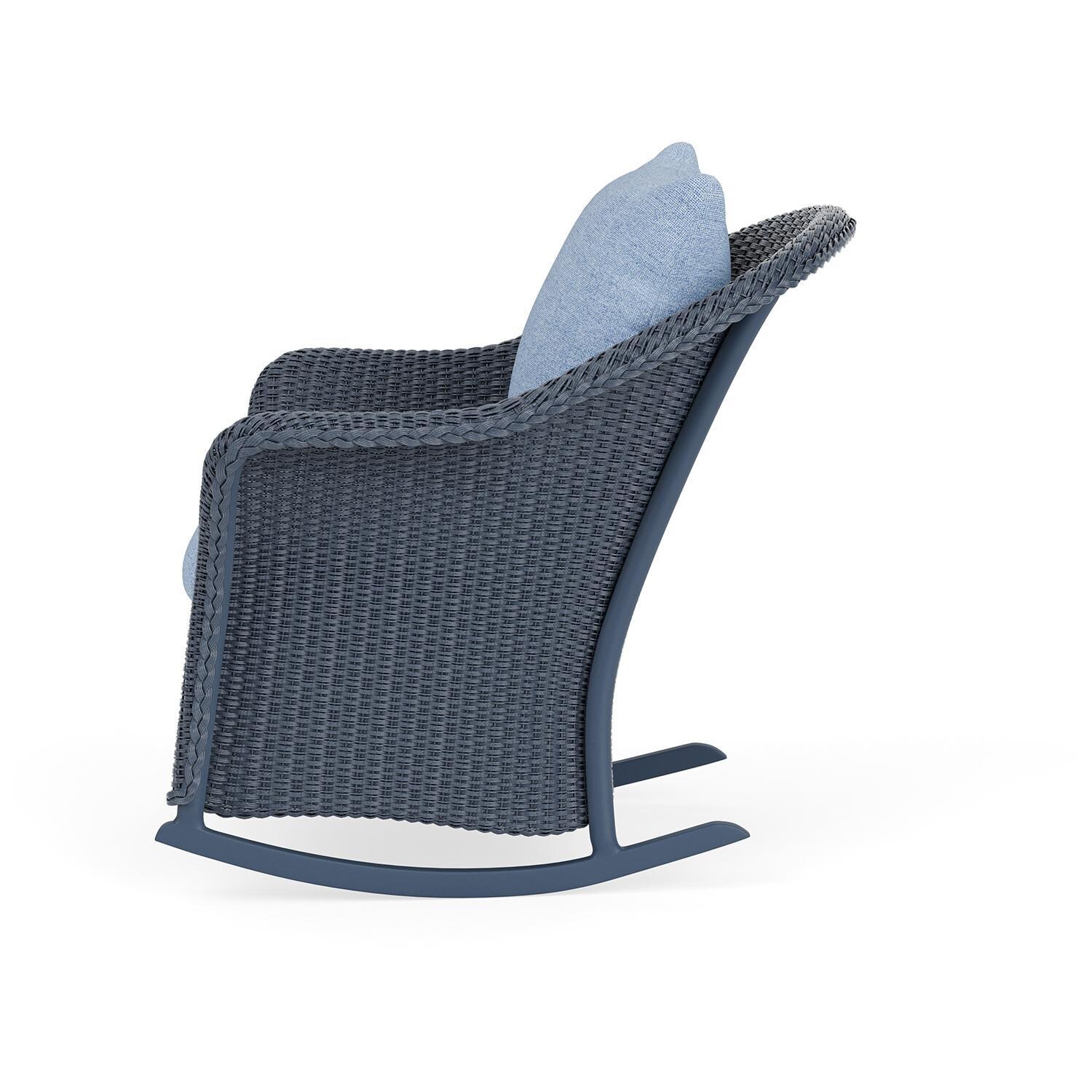 Lloyd Flanders Weekend Retreat Lounge Rocker in Denim Blue Finish W/ Demo Skyway Fabric - Side thumbnail