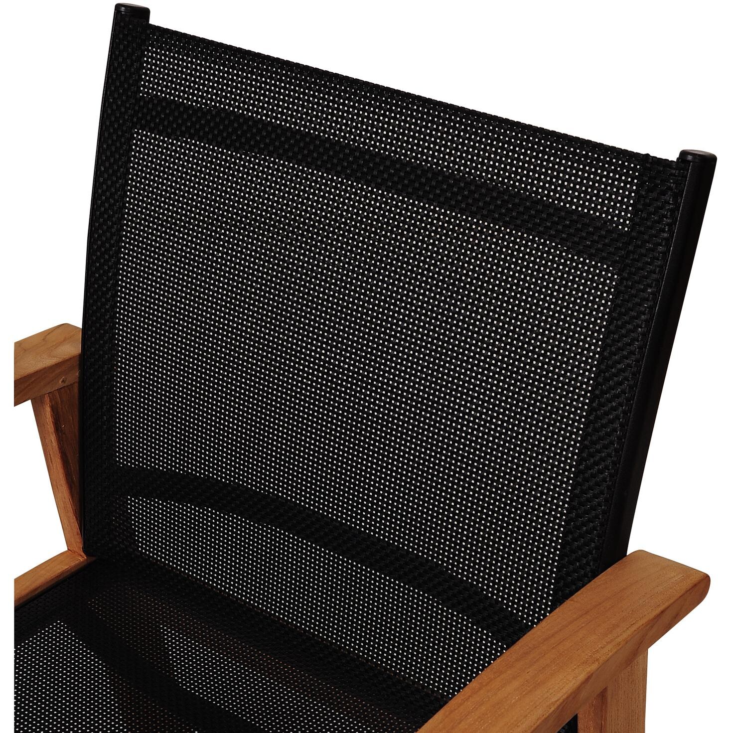 Amazonia SC DIANDLX_10FORT_BK Teak Sling Dining Arm Chair Back Close Up Detail thumbnail