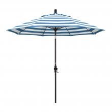 California Umbrella Sun Master Series 9 Ft Octagonal Aluminum Collar Tilt Patio Umbrella W/ Crank Lift & Fiberglass Ribs - Bronze Frame / Sunbrella Cabana Regatta Canopy image