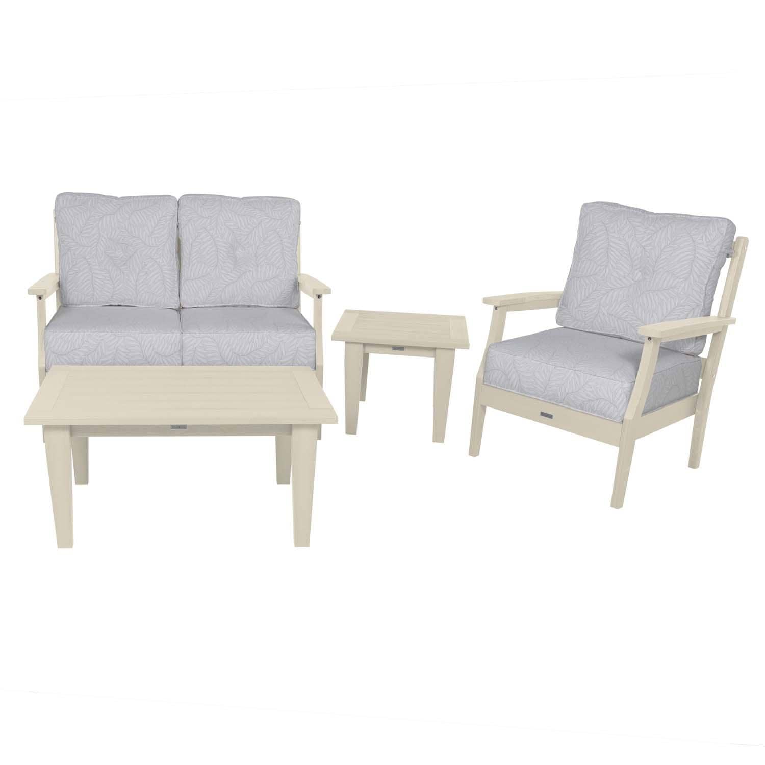 Blushing Bay 4 Pc Recycled Plastic Seating Set in Lively Parchment/Whitewash by Lakeview Outdoor Designs - Front View - White Background thumbnail