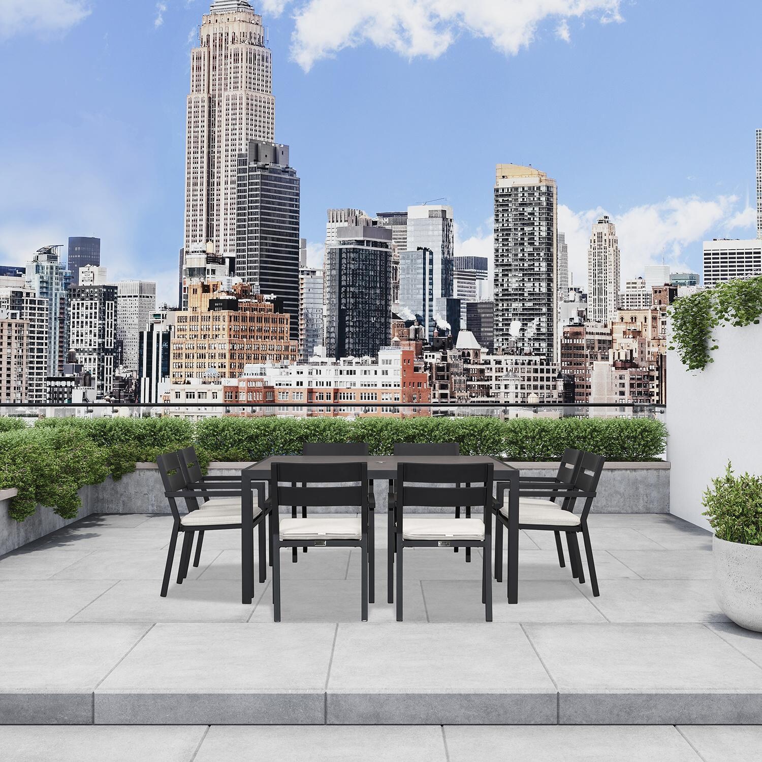 Calm Bay 9 Pc Square Dining Set in Black/Canvas Natural by Lakeview - Lifestyle 2 thumbnail