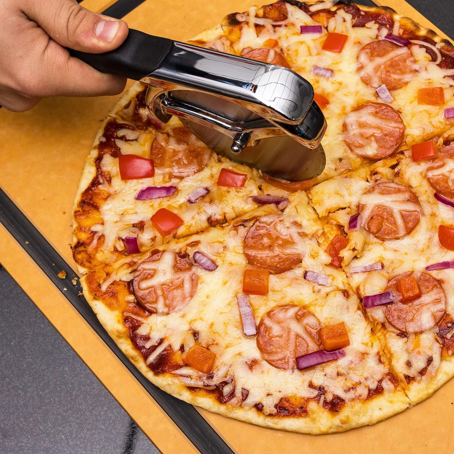Broil King Pizza Cutter - 69810 - From Above - Lifestyle thumbnail