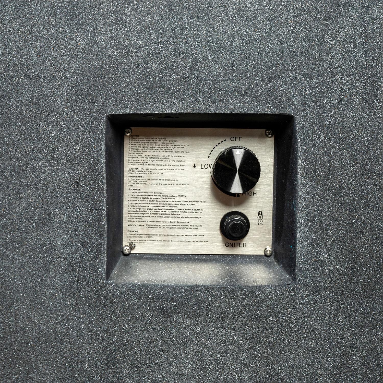 Glenwood 42-in Round Concrete Propane Fire Pit w/ Push Button Ignition in Graphite by Lakeview Outdoor Designs - Ignitor Switch - Detail thumbnail
