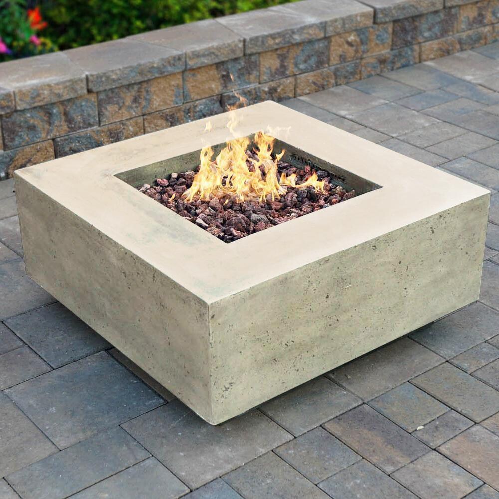 Tavola 2 36-in Square GFRC Propane Fire Pit in Natural by Prism Hardscapes