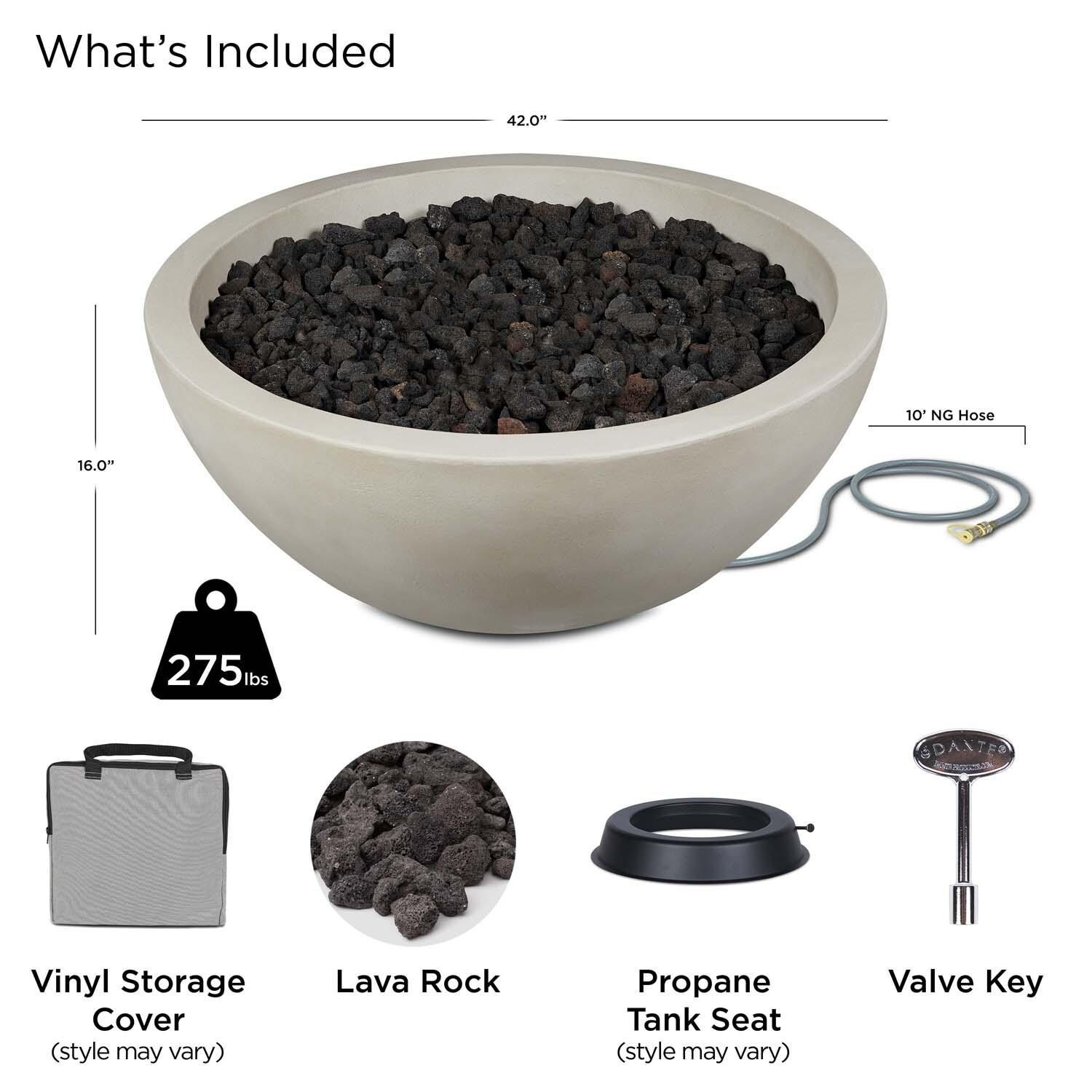 Dustyview 42 Inch Round Glass Fiber Reinforced Concrete Natural Gas Fire Bowl in Fog by BBQGuys Signature - Included thumbnail