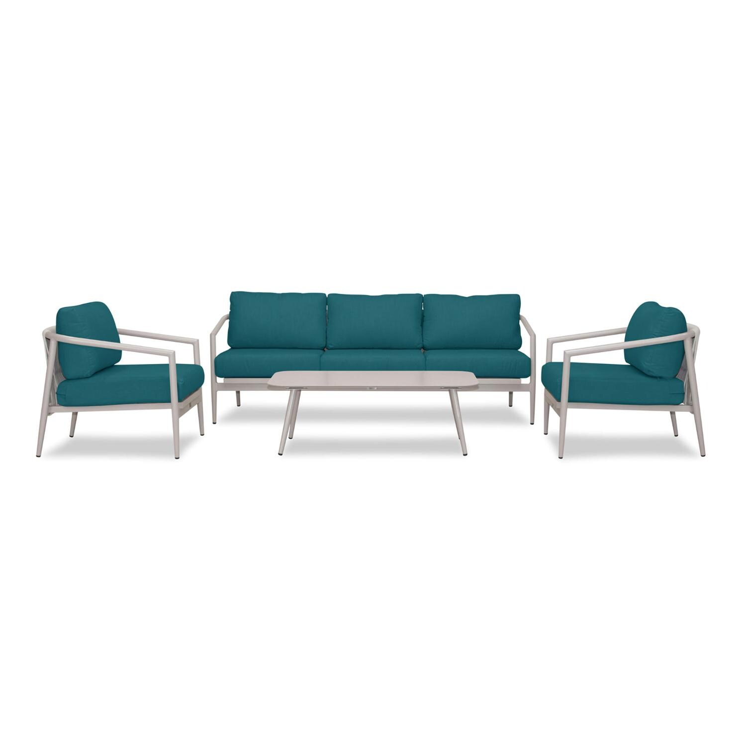 Lakeview Midnight Cove 4 Pc Aluminum Sofa Seating Set in Urban Stone/Carrera/Spectrum Peacock - Front - White Background thumbnail