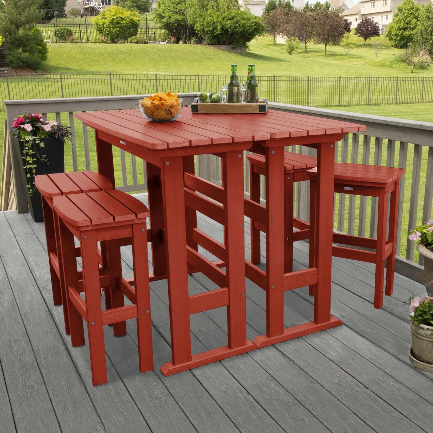 Hart Lane Pc Recycled Plastic Bar Height Dining Set in Rustic
