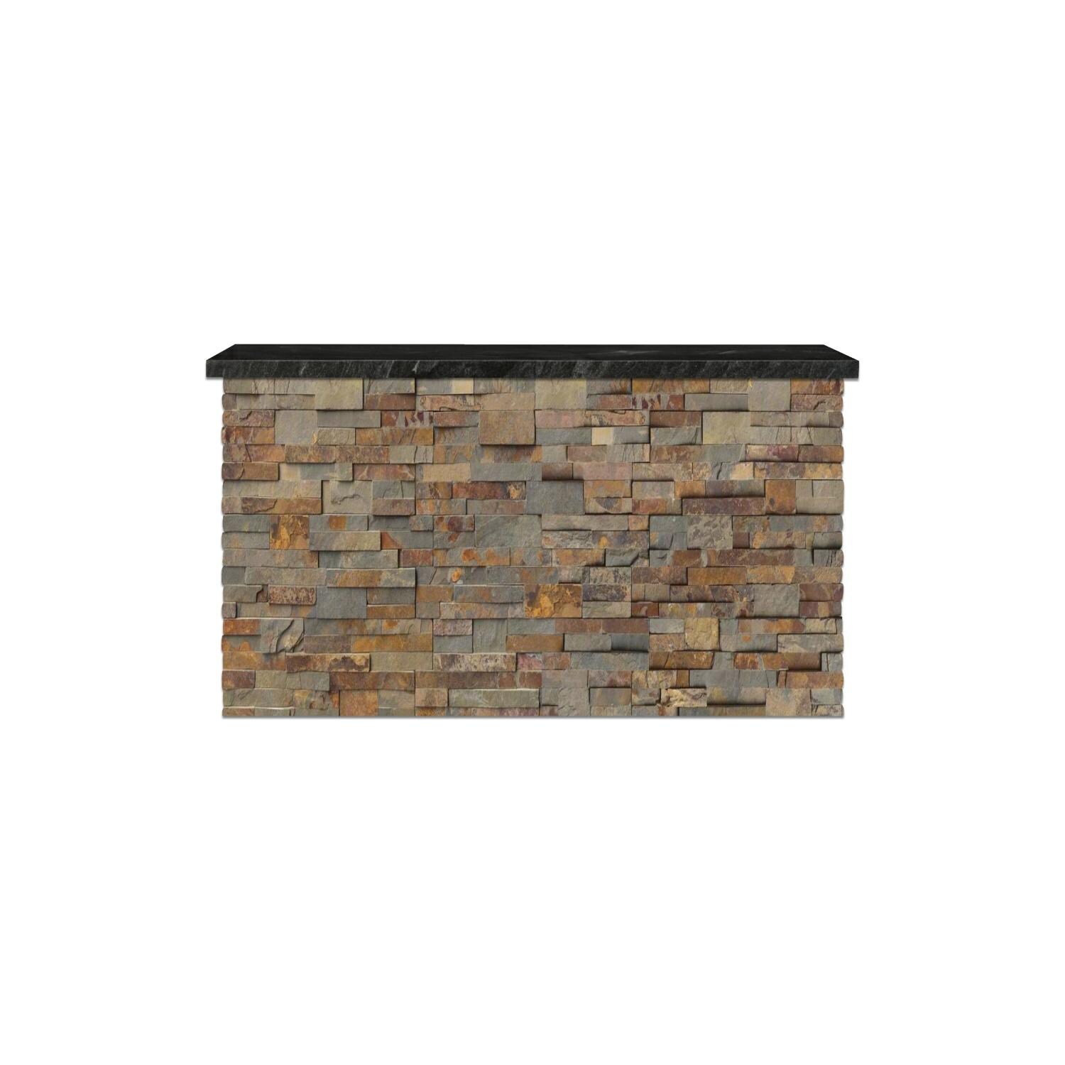 BBQGuys Signature 72 Inch 360 Degree Swivel Outdoor TV Lift Cabinet | Gold Rush w/ Black Granite