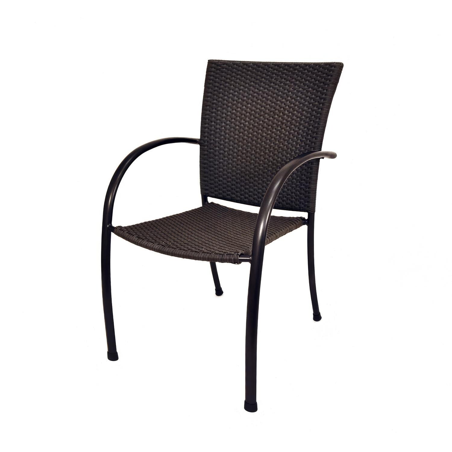 Pilano 6 Pc Aluminum Dining Chair in Black Weave - Individual Chair - White Background thumbnail
