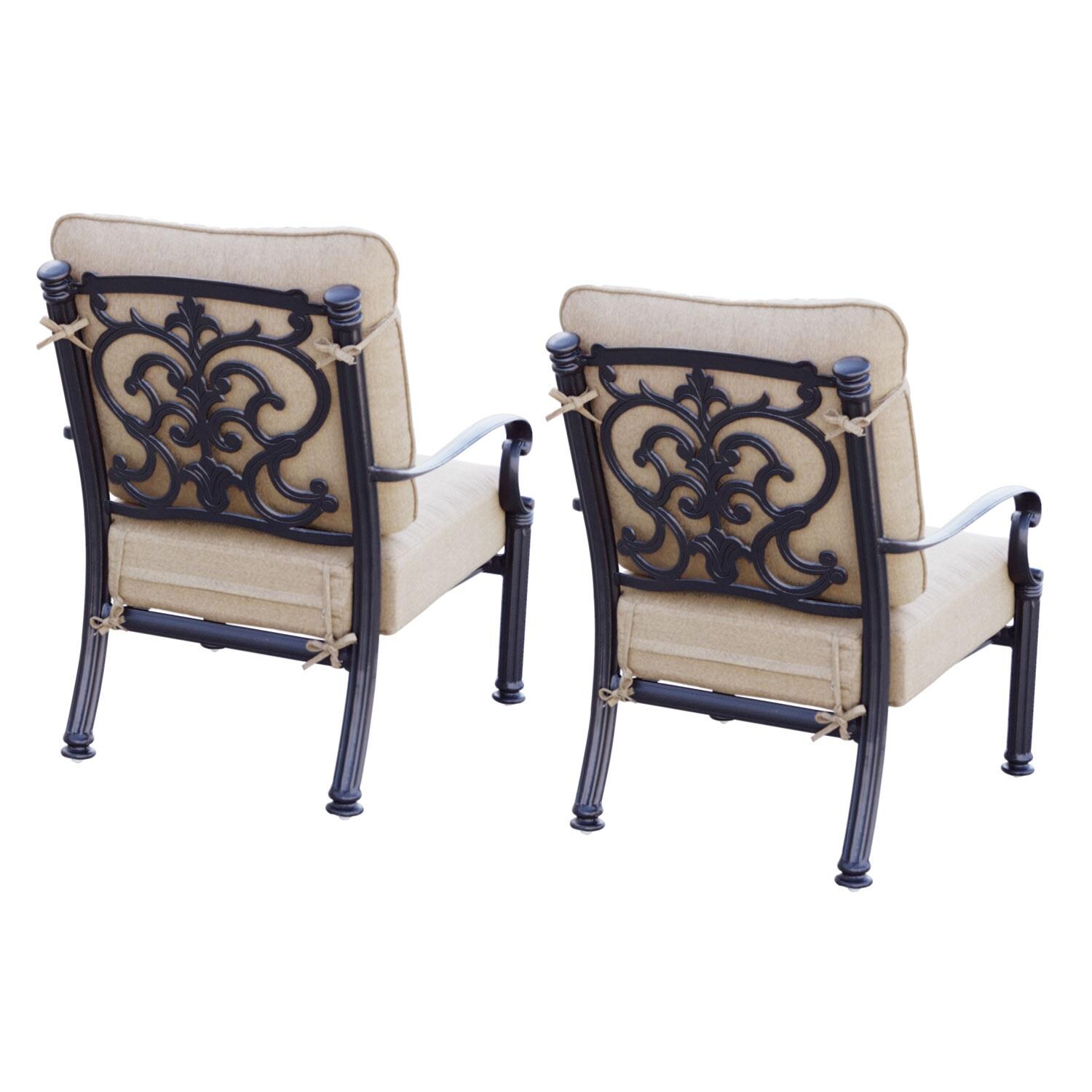 Darlee B/201018-1-2 Santa Barbara 2 Piece Cast Aluminum Patio Club Chair Set Rear View - White Background