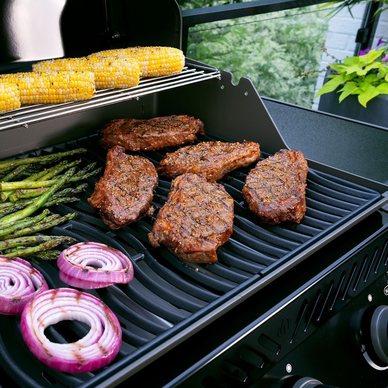 Napoleon R425SBPK-2-FB Rogue 425 3-Burner Propane Grill w/ Range Side Burner - Black - Grilling Steaks - Lifestyle thumbnail