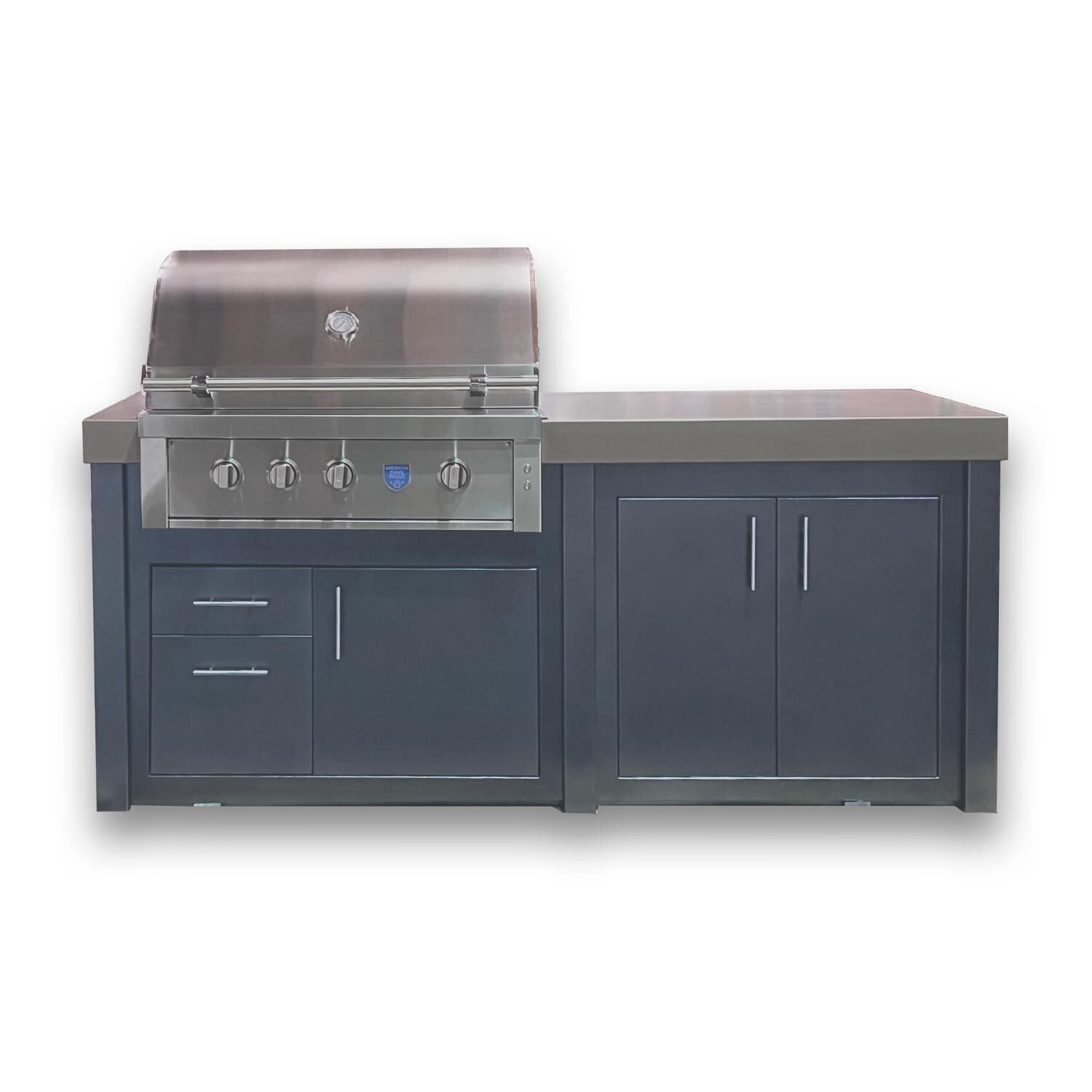BBQGuys Signature BBQ-EST36-S-LP 7-Foot Silver Vein Finished Island Kitchen W/ American Made Grills 36-Inch Propane Gas Grill thumbnail