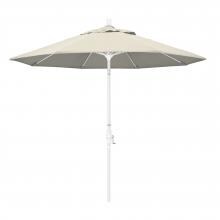 California Umbrella 9 Ft. Octagonal Aluminum Collar Tilt Patio Umbrella W/ Crank Lift & Fiberglass Ribs - Matted White Frame / Olefin Antique Beige Canopy