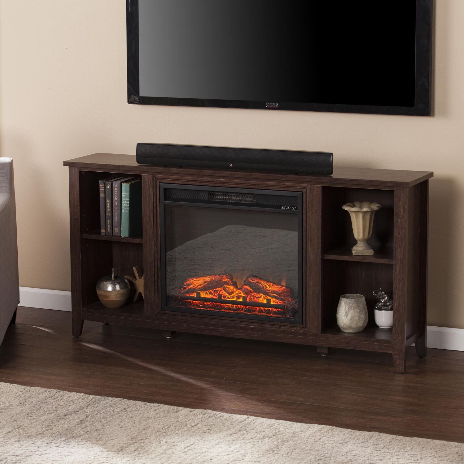 Southern Enterprises Parkdale 55-Inch Electric Fireplace Media Console - Espresso - FP9692 - Angled View thumbnail