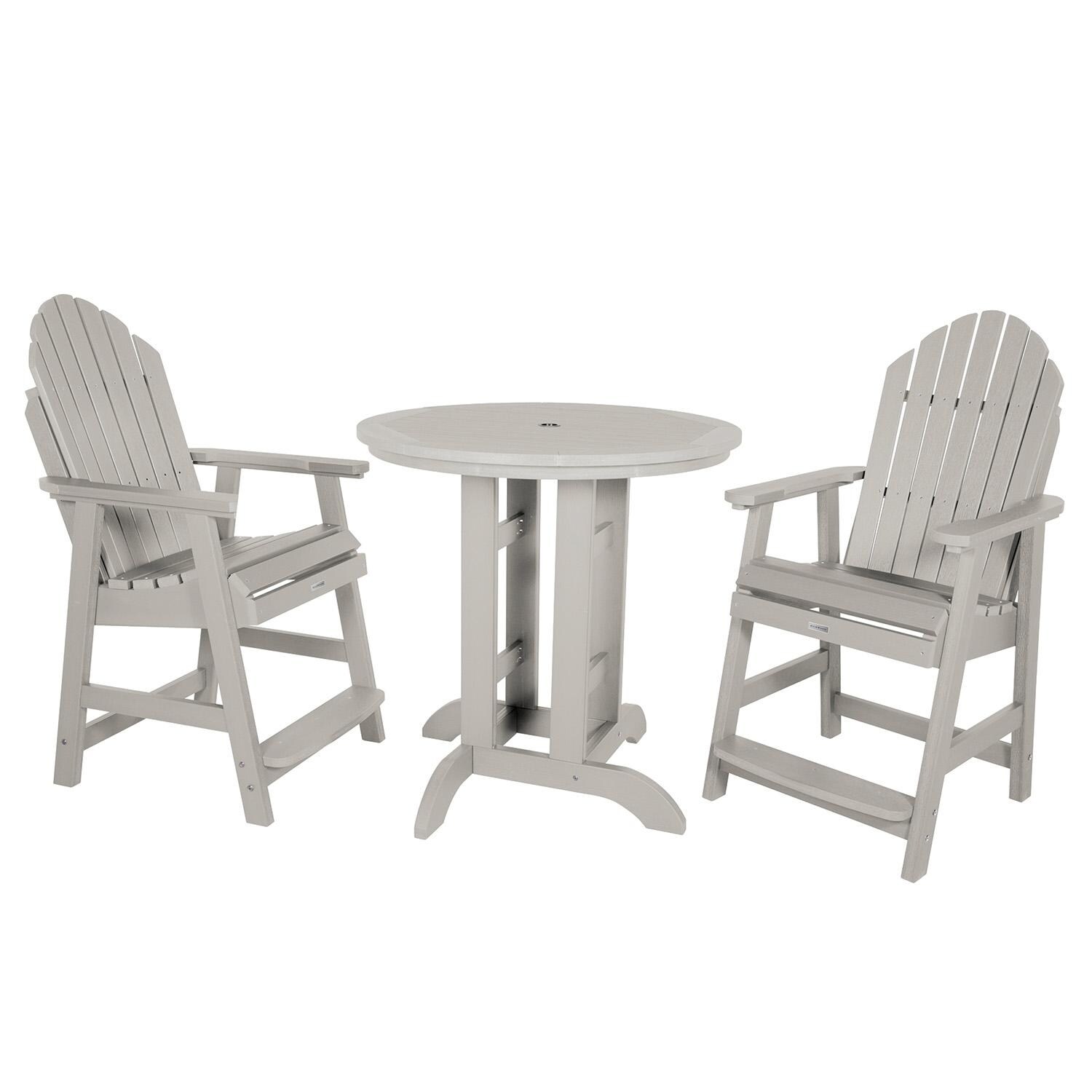 Dream Bay 3 Pc Recycled Plastic Round Counter Dining Set in Harbor Gray By Lakeview Outdoor Designs - White Background thumbnail