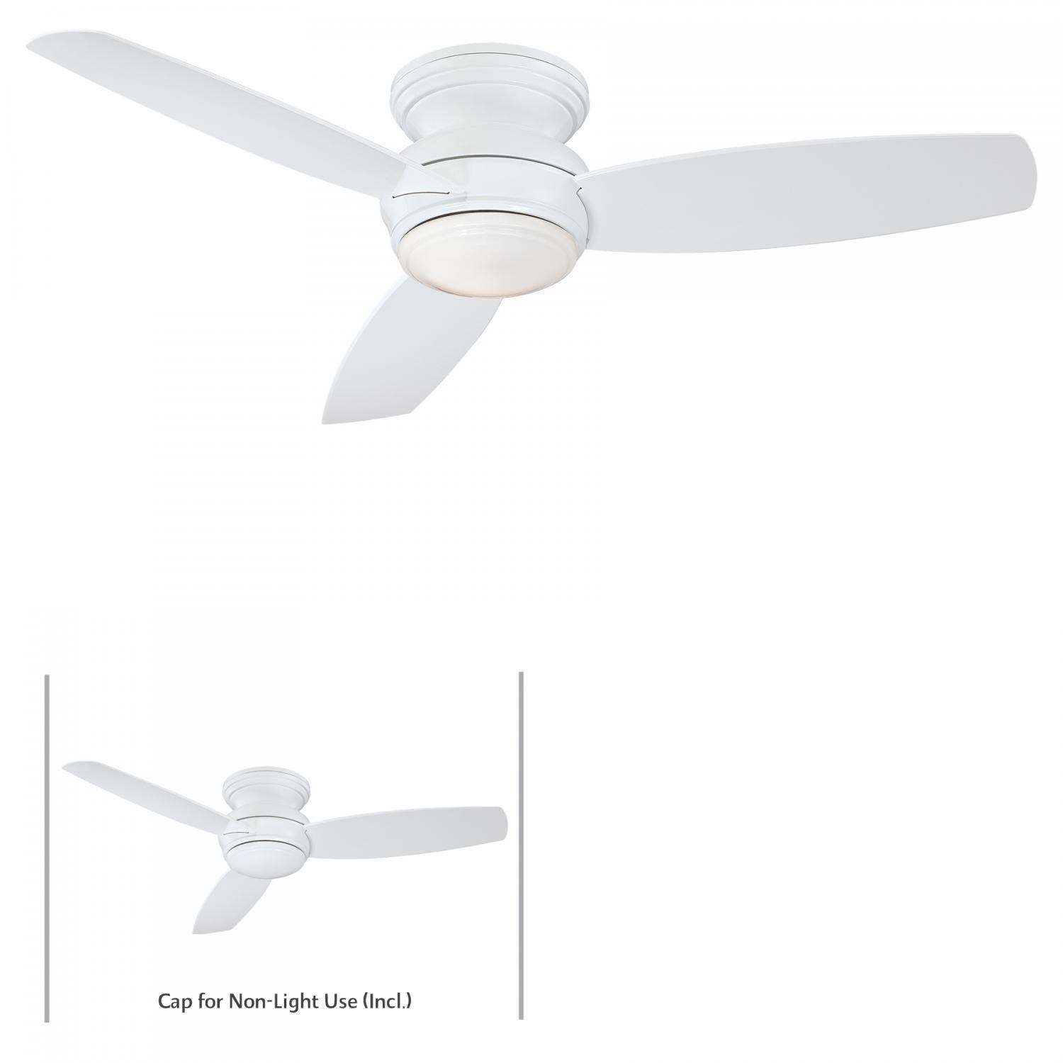 Minka-Aire F594L-WH Traditional Concept 52-Inch 3-Blade LED Ceiling Fan in White Finish w/ White Blades & Opal Glass - Convertible thumbnail
