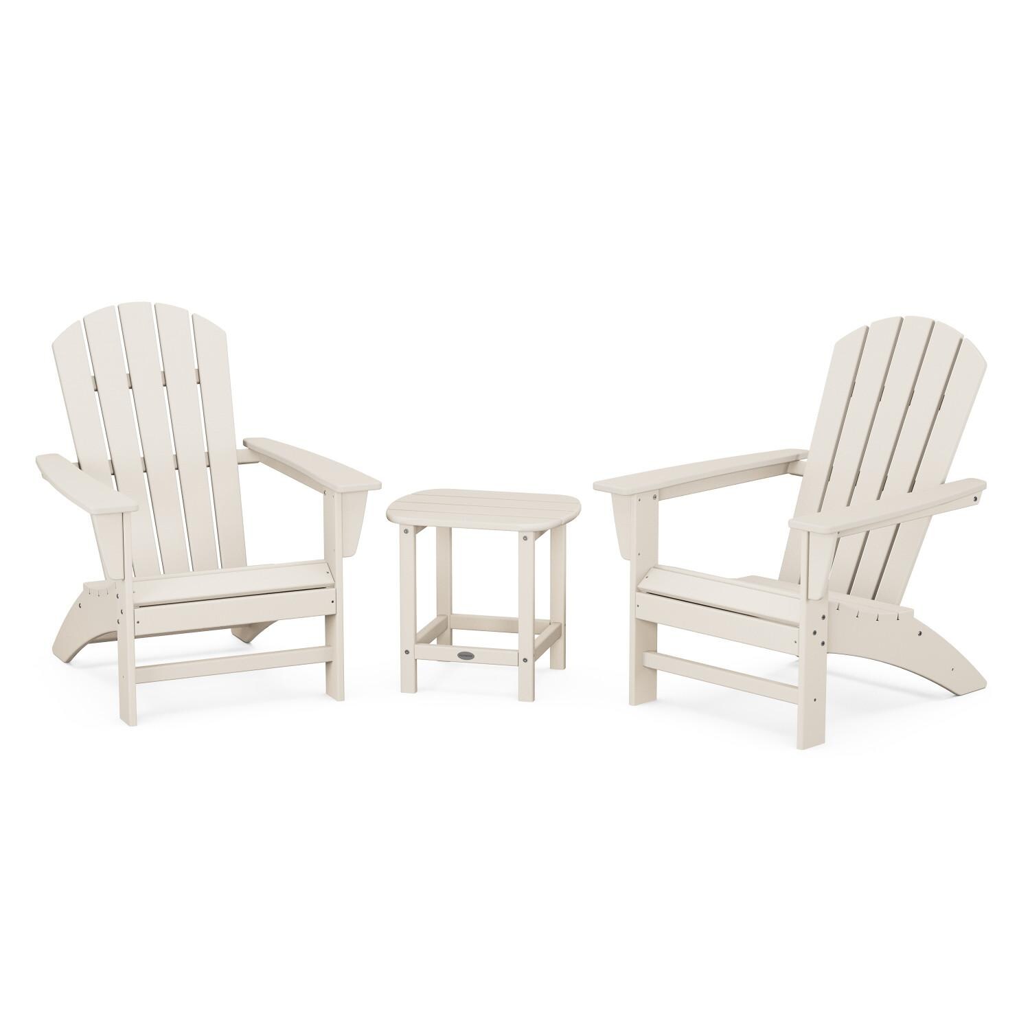 Nautical 3 Pc Recycled Plastic Seating Set w/ South Beach End Table in Sand by POLYWOOD