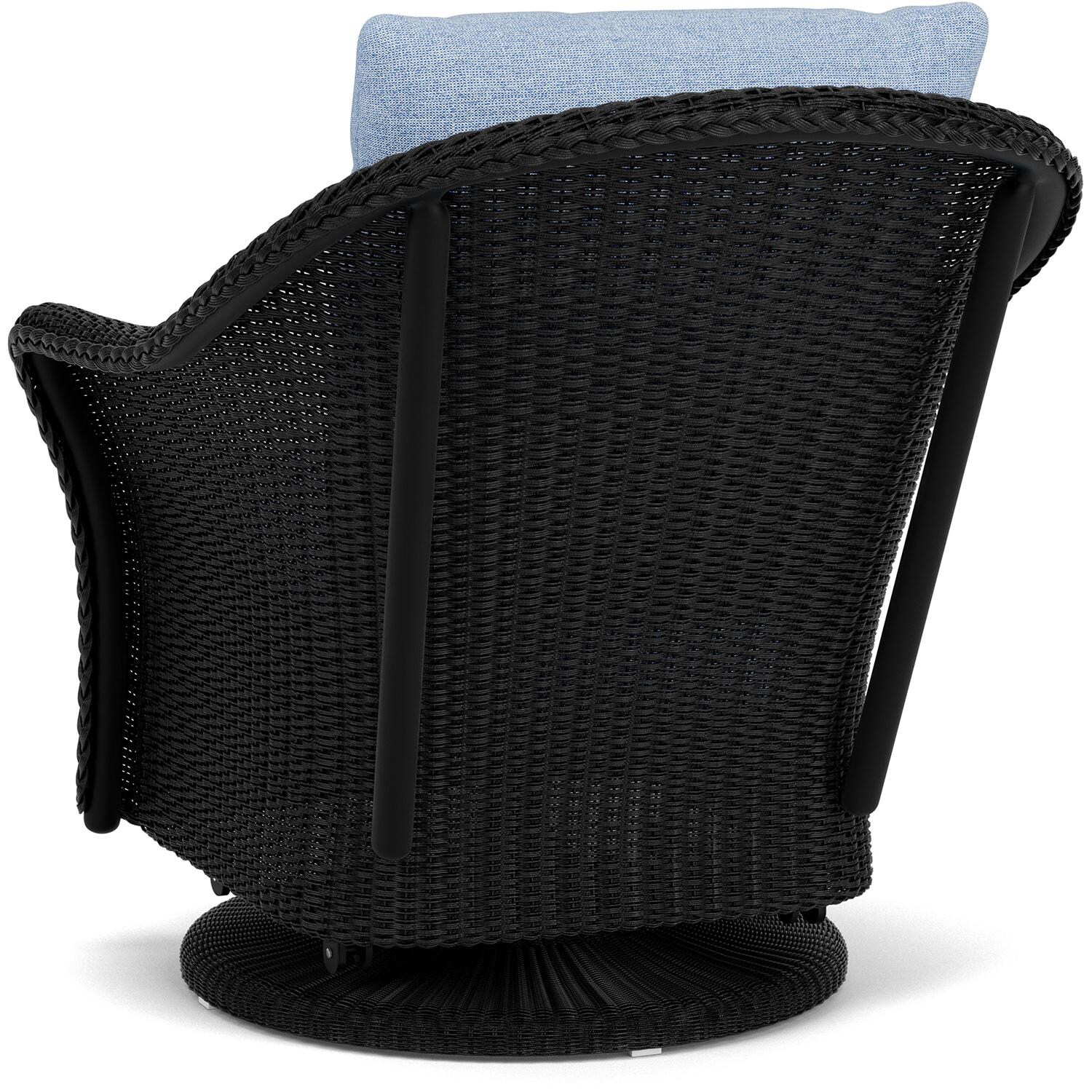 Lloyd Flanders Weekend Retreat Swivel Glider Lounge Chair in Ebony Finish W/ Demo Skyway Fabric - Back Left thumbnail