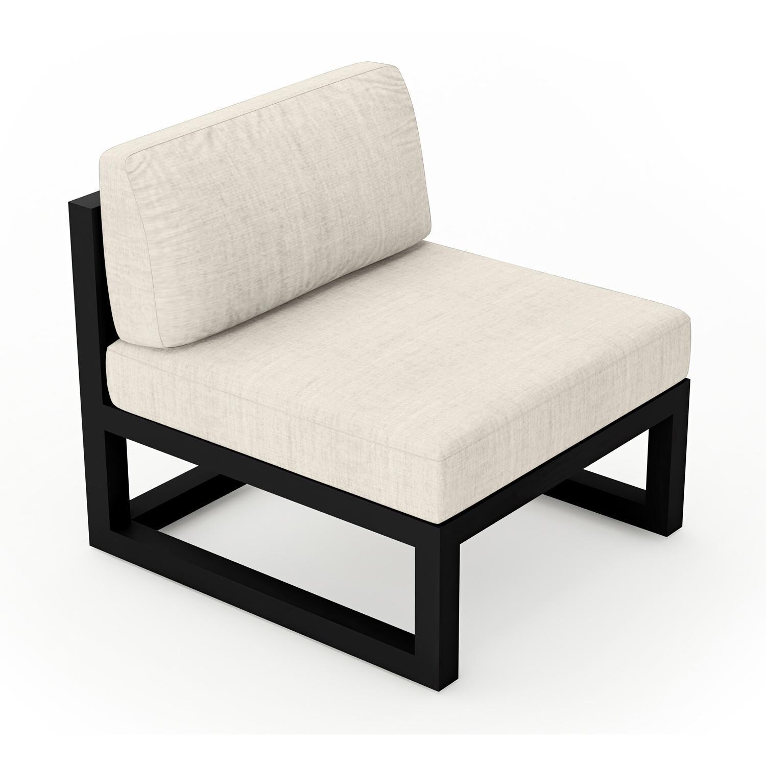 Lakeview  MSTYCV-BK-MS-CS Misty Cove Aluminum Middle Club Chair in Black w/Cast Silver Cushions by Lakeview Outdoor Designs - Angled Front - White Background thumbnail