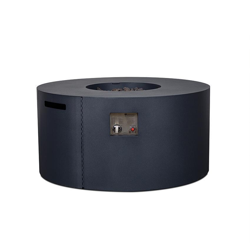 Covewood 4292LP-CHRC 41 Inch Round Aluminum Propane Fire Pit Table in Black by BBQGuys Signature - Controls - White Background