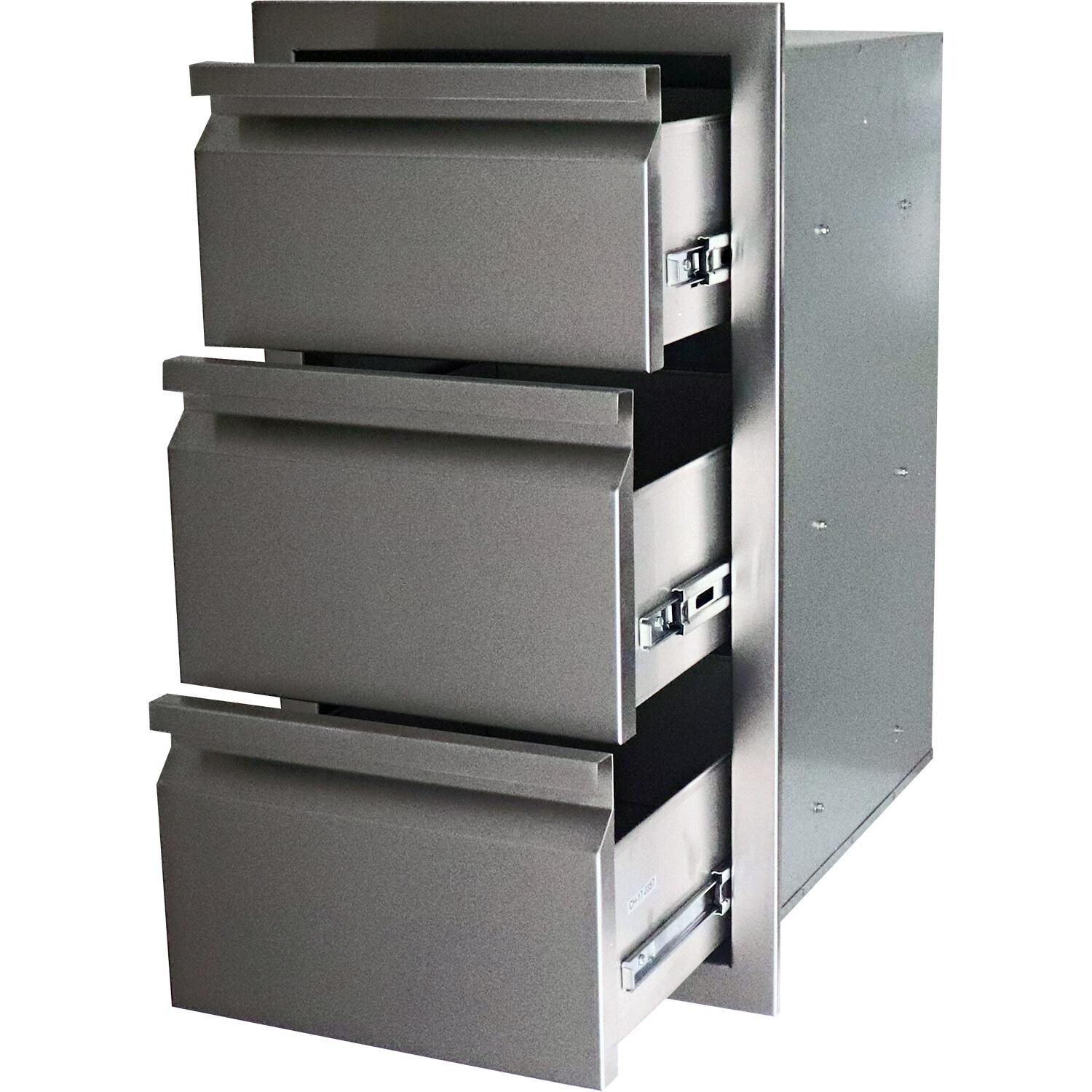 RCS Valiant Series 17-Inch Stainless Steel Triple Access Drawer - Open thumbnail