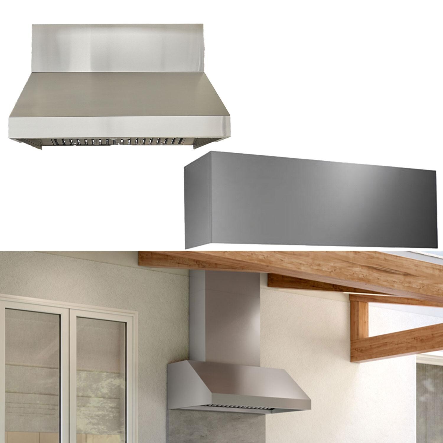 Zephyr Cypress Outdoor Pro Style 42 Inch 1200 CFM Wall Mount Hood W/ 12 Inch Duct Cover & Extension for 10-12 Ft. Ceiling