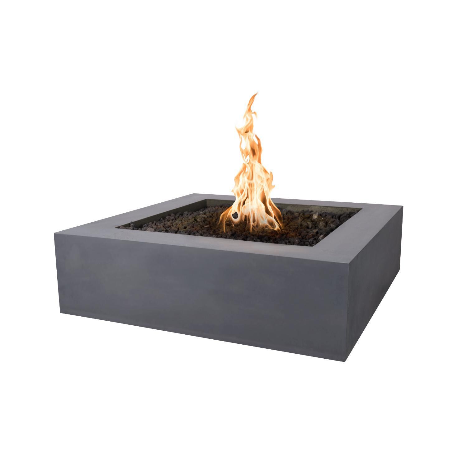 Quad 42 Inch Square GFRC Natural Gas Fire Pit w/ Glow Plug in Gray by The Outdoor Plus