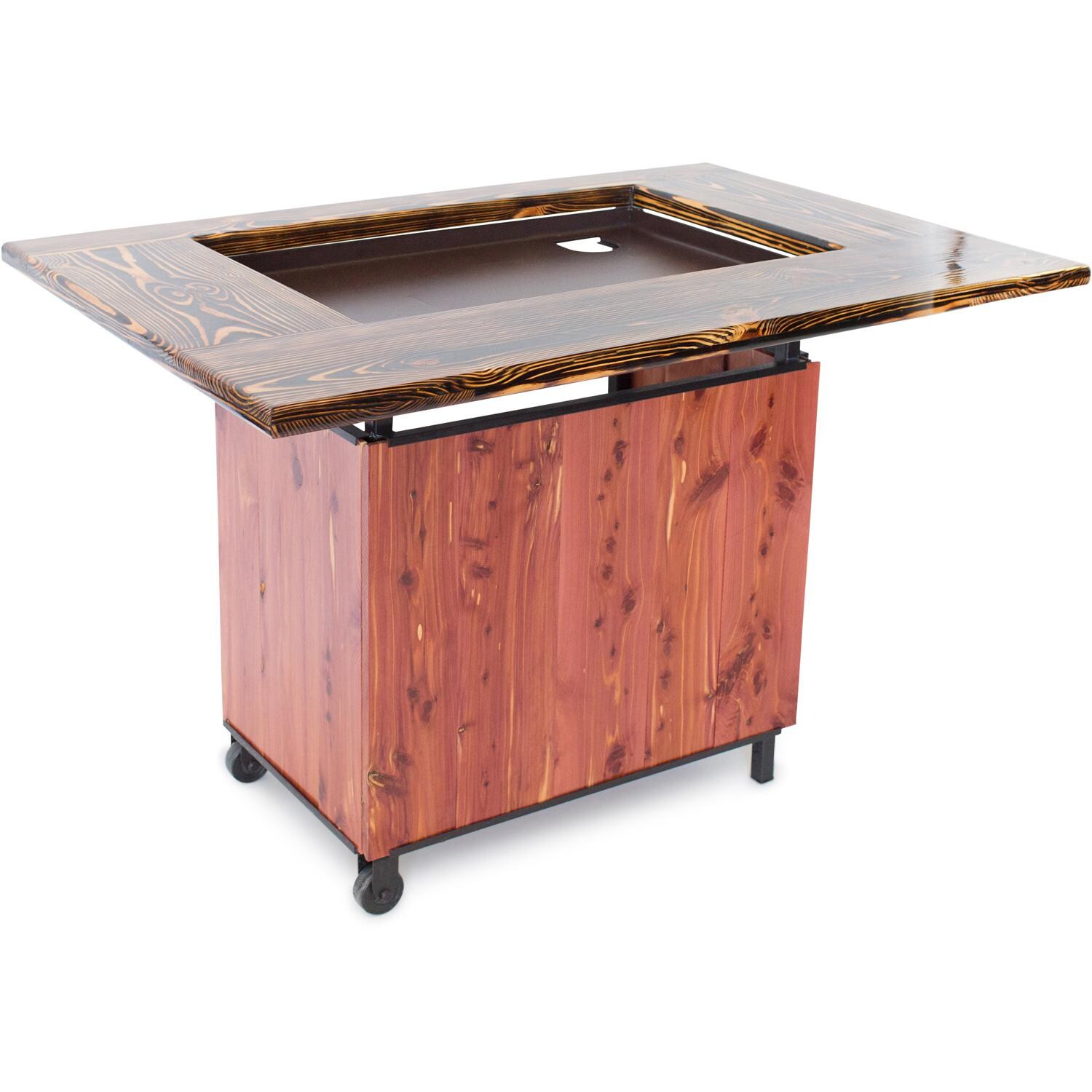 Backyard Hibachi BY-BHPOGRC Flattop Propane Gas Grill - Red Cedar - Angled View thumbnail