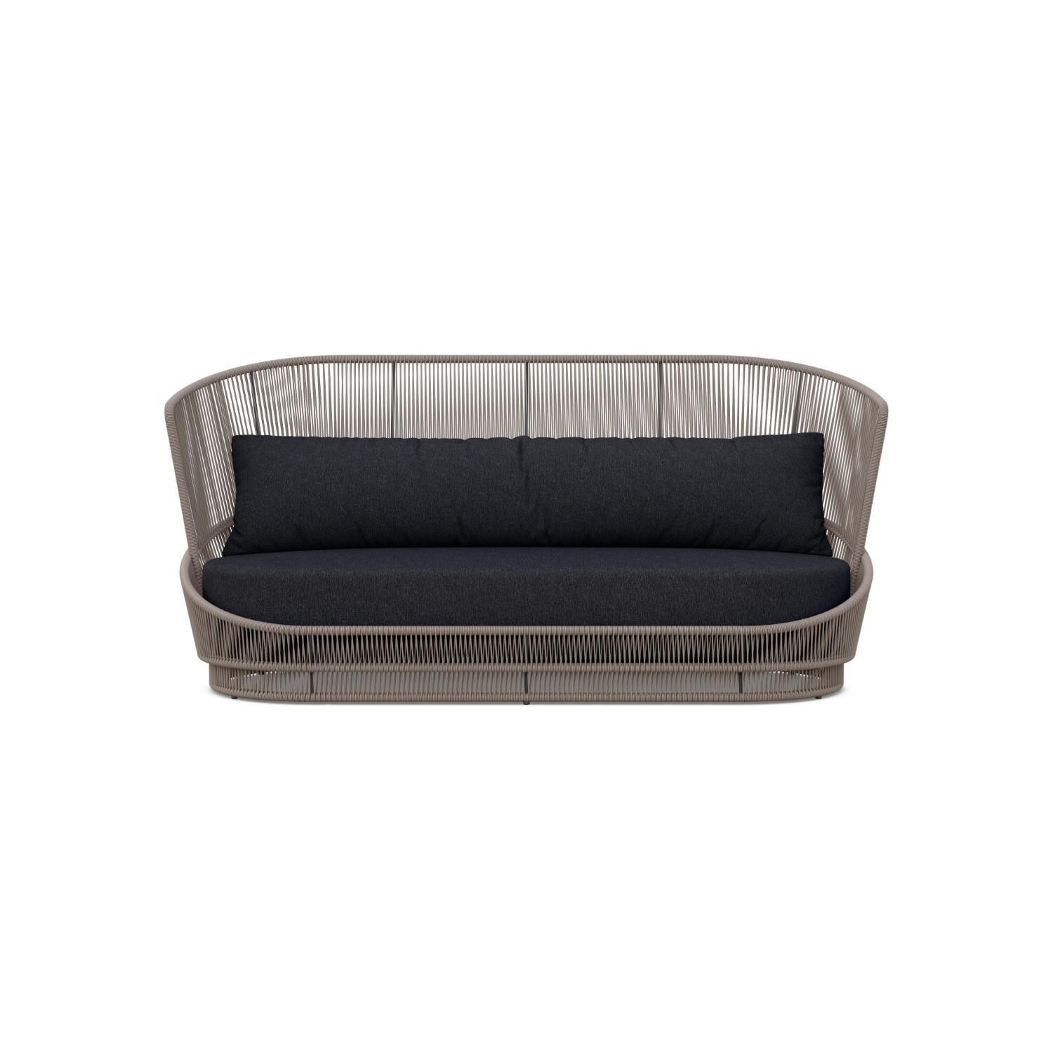 Azzurro Living PMA-TR18S3-CU Palma Woven Rope Sofa in Mocha /Midnight - Front - White Background thumbnail