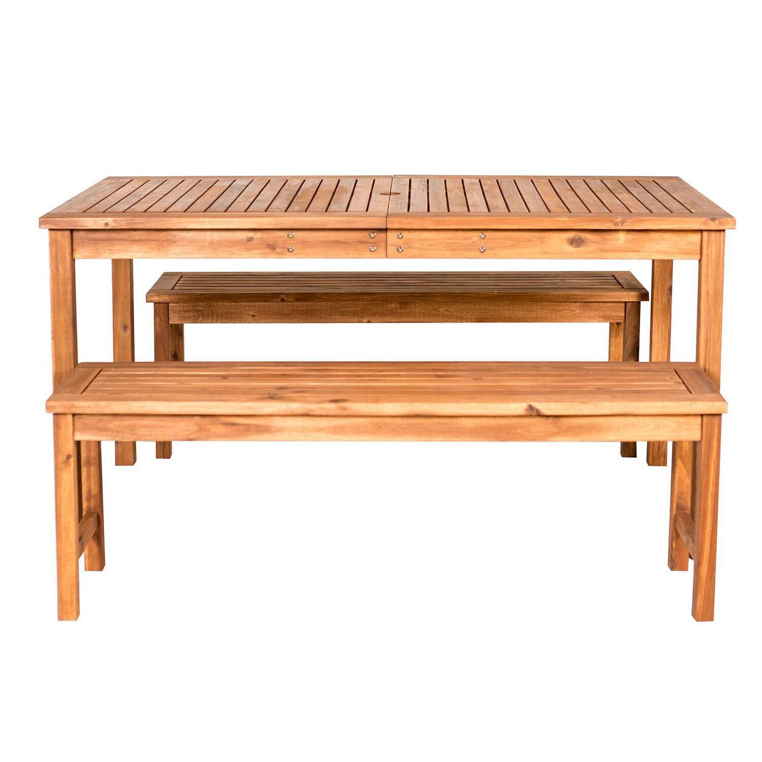 Ultimate Patio Horizon Way 3 Piece Brown Acacia Patio Dining Set - Front View thumbnail