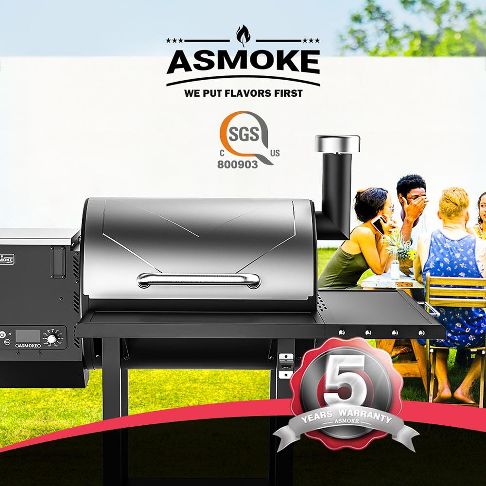 ASMOKE Removable Shelf Wood Pellet Grill Smoker - AS660N-1-Silver