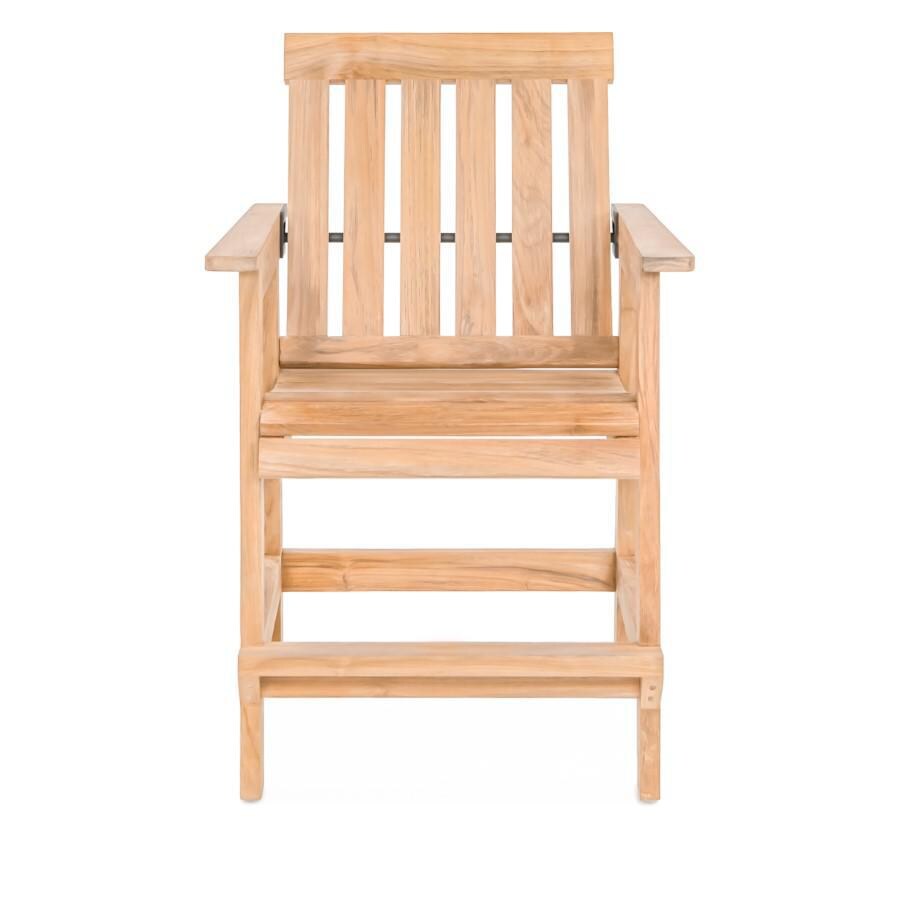 BBQGuys Signature Sabine Landing Teak Patio Reclining Bar Stool